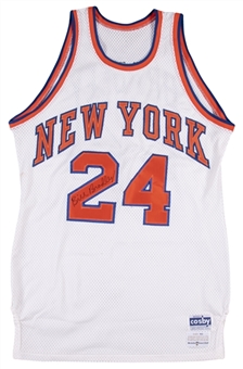 1975-76 Bill Bradley Game Used & Signed New York Knicks Home Jersey (MEARS A8, JSA LOA)